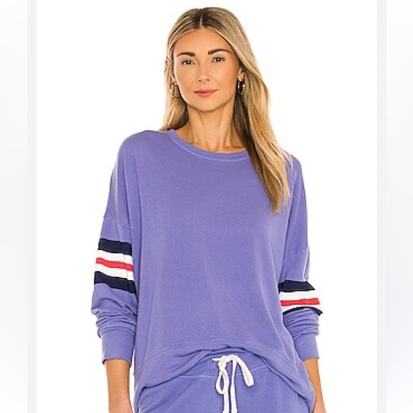 Sundry Pants - Revolve SUNDRY Arm 3 color Stripe sweatshirt crewneck Iris Red white size 2